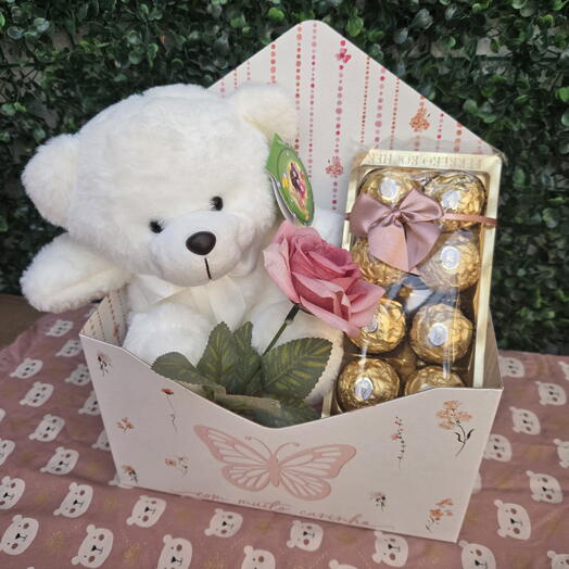 Cesta de chocolate com pelucia no ABC- Dia dos Namorados