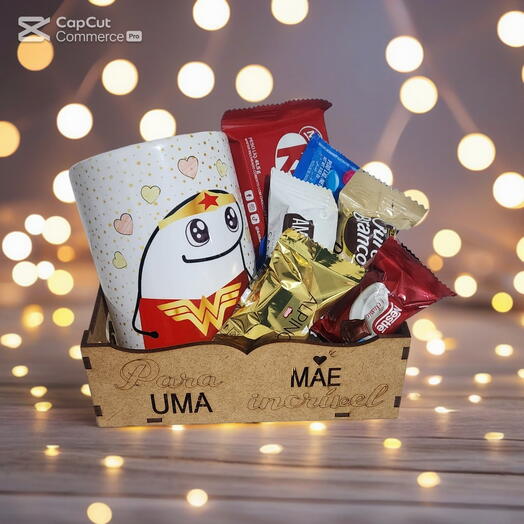 Cesta com Chocolates e Caneca Personalizada - Para uma Mãe Incrivel
