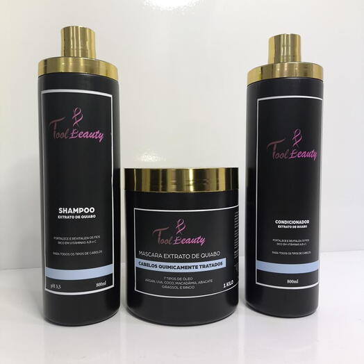 Kit Hidratação Extrato de Quiabo 1kg 3 Com Passos