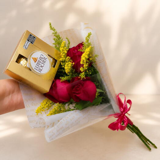 Bouquet 3 Rosas e Ferrero Rocher