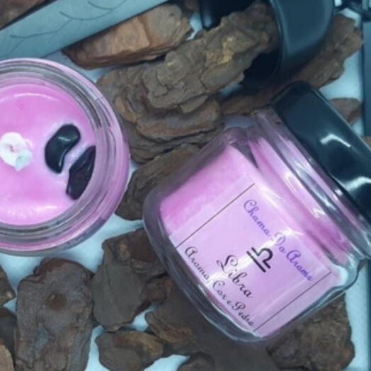 Libra Vela Aromatica Signo Cor Aroma Pedra Mini