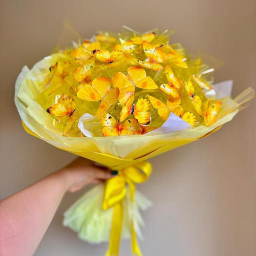 Buquê de Borboletas Amarelo Com LED