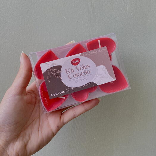 Conjunto de Velas Coração Vermelhas
