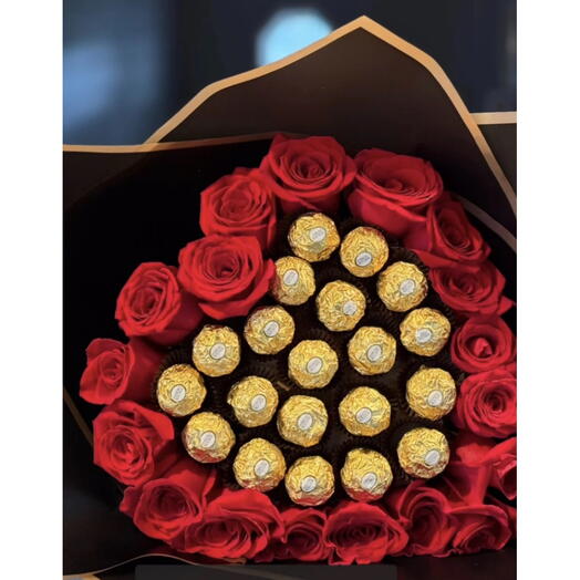 Ramalhete Love com Bombons e Rosas