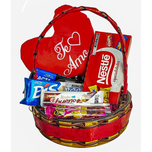 Cesta Te Amo com Chocolates