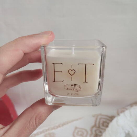 Vela Aromatica Lembrancinha Personalizada Quadrada 50G