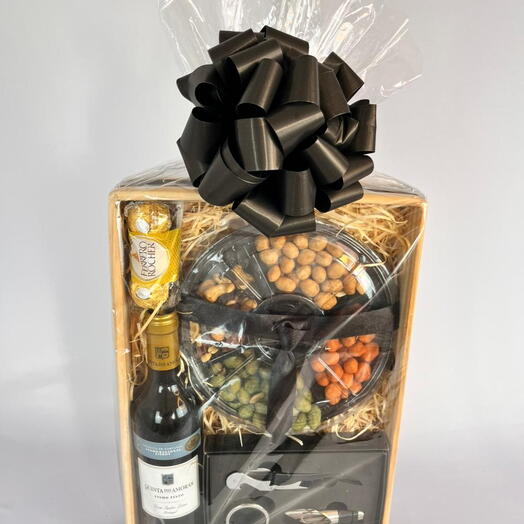 Bandeja Com Vinho Petisqueira de Amendoins E Kit Abridor de Vinhos