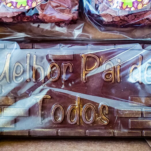 Caixa com 4 Barras de Chocolate Recheada Presente "Melhor Pai de Todos" Ou "Eu Te Amo"