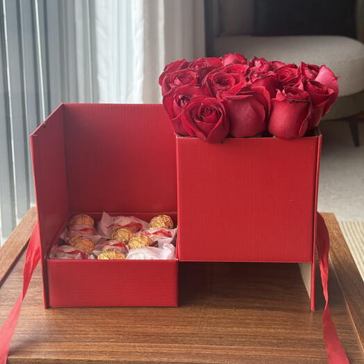 Caixa de Rosa com Chocolate