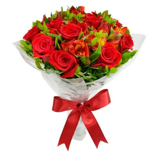 Buquê Premium com Rosas Vermelhas e Astromelias – Um Gesto de Amor com Intensidade e Carinho