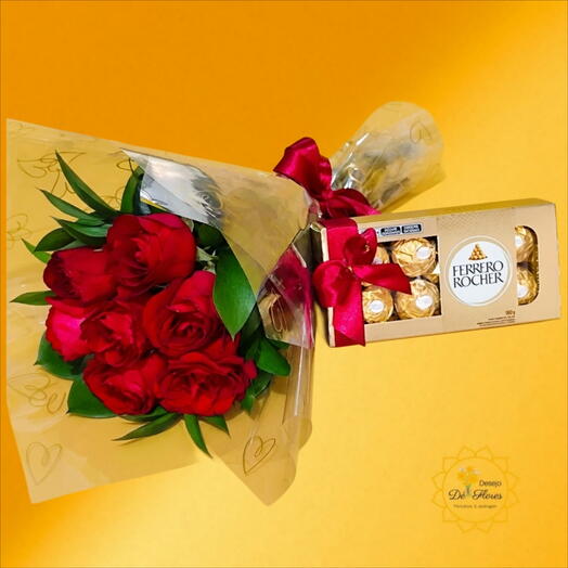 Combo Meu Coração - 7 Rosas com Ferrero