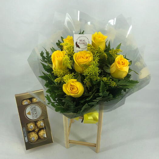 Buquê de Rosas Amarelas com Ferrero Rocher