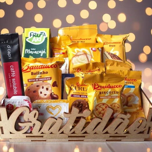 Cesta Cafe da Manhã e Tarde "Gratidão" - Para um Dia Feliz