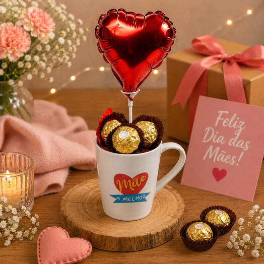 Caneca Presente Dia das Mães com Chocolates