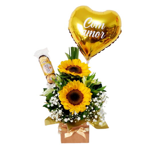 Arranjo girassol com amor