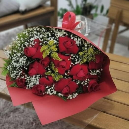 Buquê de 12 Rosas Vermelha
