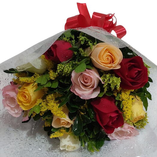 Lindo Buquê de Rosas Coloridas