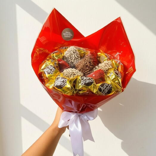 Dia das Mães - Buquê de Morangos e Bombons Sonho + kit