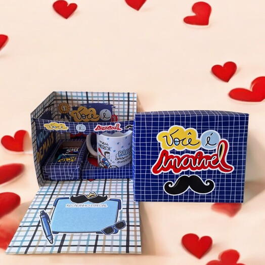 Presente Pai Na Caixa Surpresa " Você e Incrivel " com Chocolates e Caneca