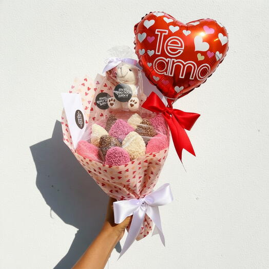 Dia das Mães - Buquê de chocolate com morangos Paixão + kit