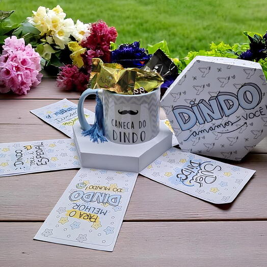 Presente Dindo: Caneca na Caixa Explosão com Chocolates