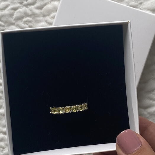Anel Aparador Eternity de Zirconias Amarelas Banhado a Prata