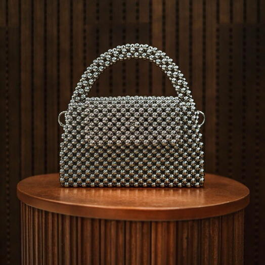 Bolsa de Miçangas Beaded Bag CINZA