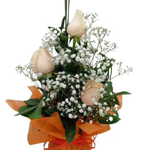 Arranjo com 3 Rosas Champanhe