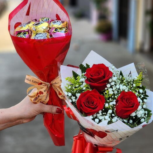 Buquê de Bombom com Flores