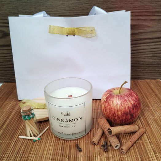 Vela Aromatica Maça e Canela - Com frasco de palito de fosforo