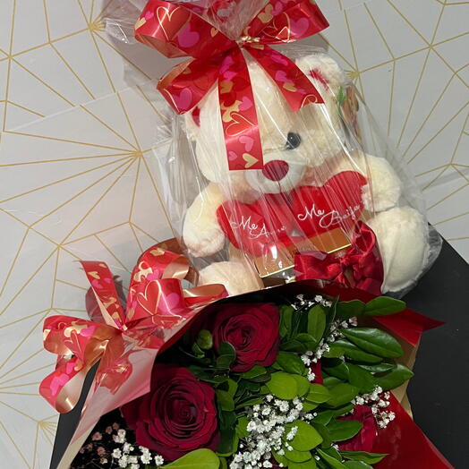 Kit Buquê + Urso Medio