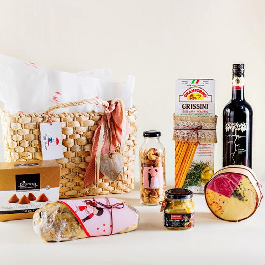 Cesta de Vinho Completa (Opção Vegetariana)