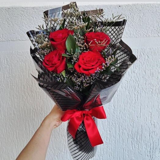 Buquê 4 Rosas Vermelhas Importadas Premium