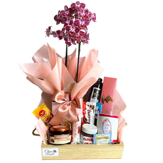 Cesta Mãe Com orquidea