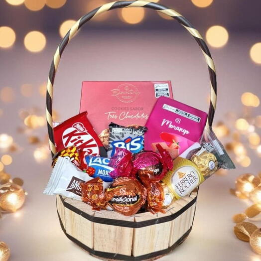 Cesta de Chocolates, Ferrero Rocher e Cacau Show - Surpreenda