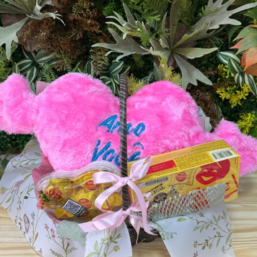 Cesta Coração Rosa  M