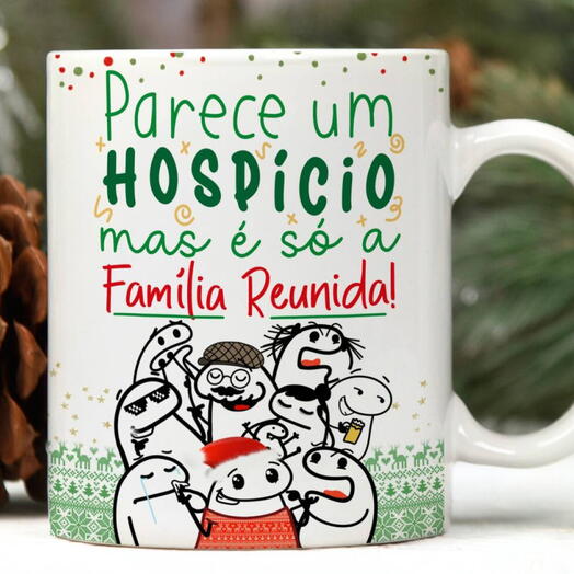 Caneca Natal Flork - Parece um Hospicio mas e so a Familia Reunida