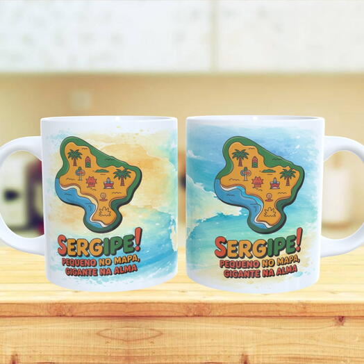 Caneca Turistica de Sergipe Personalizada - Pequeno no mapa