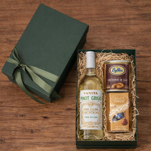 Box com Vinho Tinto Branco, Castanha e Trufas Lindt | La Floricultura