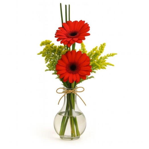 Arranjo de Gerberas em Vaso de Vidro