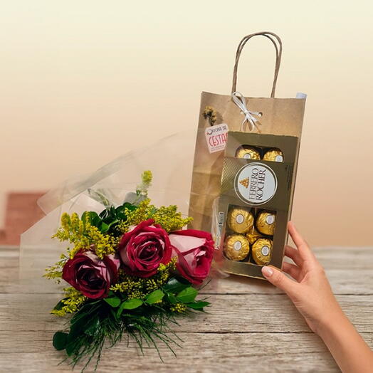 Mini buquê e Caixa Ferrero Rocher