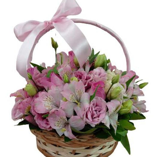 Cesta de Flores Tons Rosados