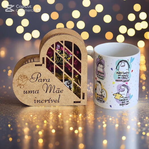 Kit presente Mãe - Com Caneca e Coração Mdf "Para Uma Mãe Incrivel"