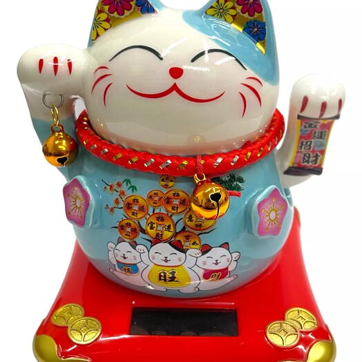 Gato da Sorte Manekineko em Cerâmica com Movimento (11cm)