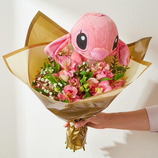 Buquê Mundo Rosa + Stitch