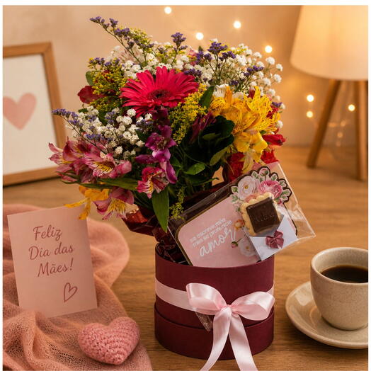 Buquê Flores com Bolachinha Dia das Mães