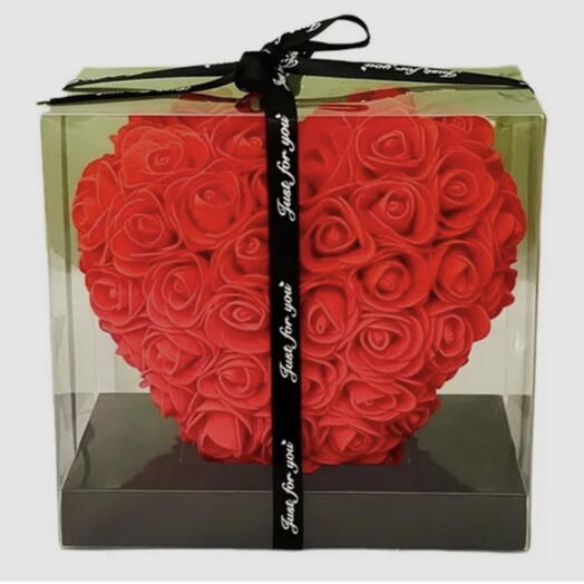 Coração com Flores Permanente 60 botões com embalagem Luxo 10x15x26