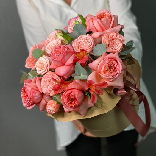 Flores na caixa com fragrância de eucalipto