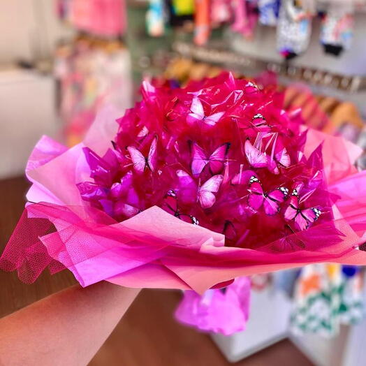 Buquê de Borboletas Rosas P Com Led