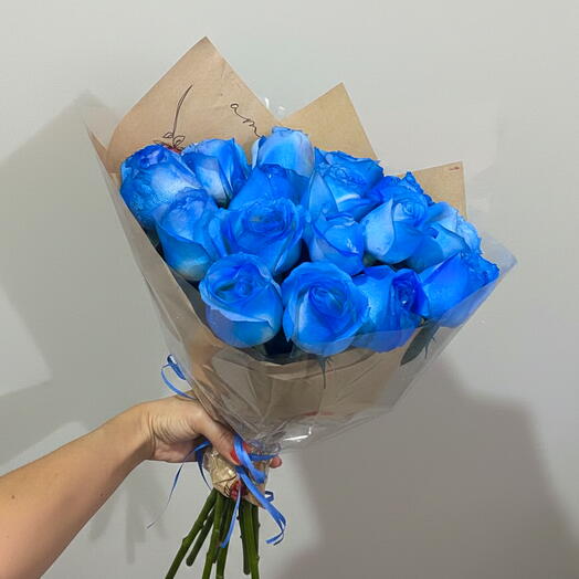 Buquê de 15 Rosas Azuis